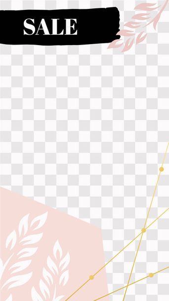 Fashion floral story. Cute pink sale social media story template - ベクター画像