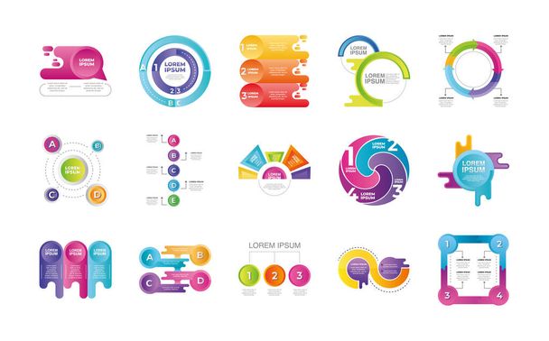 infographic business presentation annual report diagrams templates set icons - Vector, Image