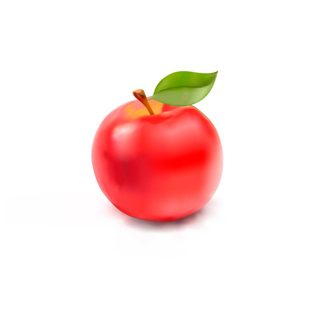 Realistischer roter Apfel isoliert auf weißem Hintergrund - Vektor, Bild
