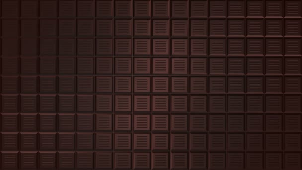 Chocolade. Achtergrond van 3D chocoladerepen met stromend licht. - Video