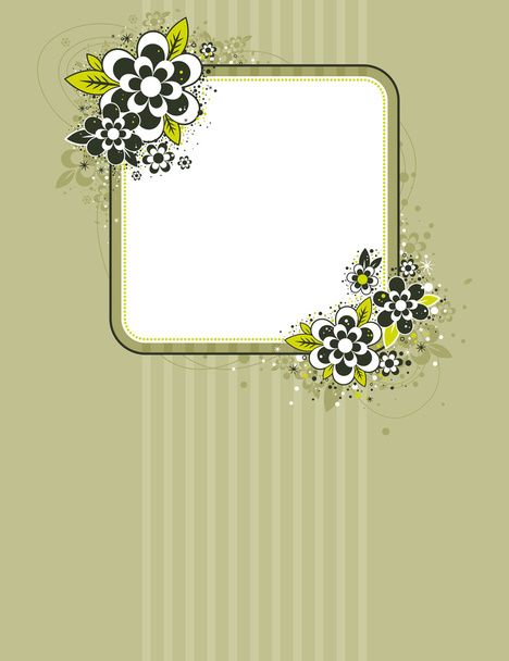 square frame with flowers on striped background - Vektor, Bild