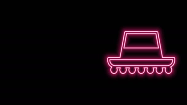 Linha de néon brilhante Ícone de chapéu espanhol tradicional isolado no fundo preto. Animação gráfica em movimento de vídeo 4K - Filmagem, Vídeo