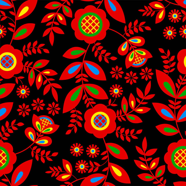 Orosz hagyományos etnikai dísz. Zökkenőmentes minta, dekorációs objektumok orosz hímzés stílusban, elemek poszter, banner, nyomtatás, reklám design. - Vektor, kép