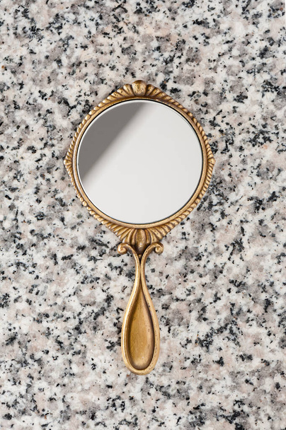 vintage style of women hand mirror, women gadget, beauty concept - Photo, Image