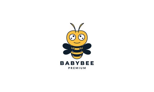 μωρό μέλισσα μέλι ευτυχισμένη χαριτωμένο λογότυπο κινουμένων σχεδίων διάνυσμα εικονογράφηση σχεδιασμό - Διάνυσμα, εικόνα