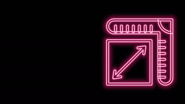Świecąca neonowa linia Ikona rozmiaru papieru izolowana na czarnym tle. 4K Animacja graficzna ruchu wideo - Materiał filmowy, wideo