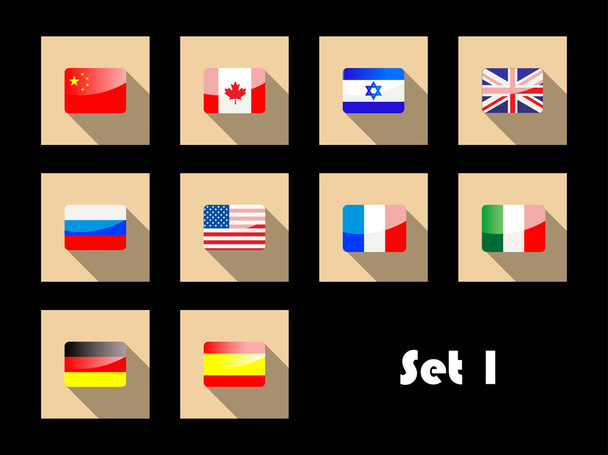 bandeiras de países internacionais em ícones planos
 - Vetor, Imagem