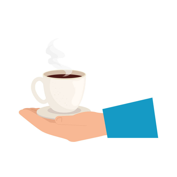 taza de café en la mano vector de diseño - Vector, Imagen