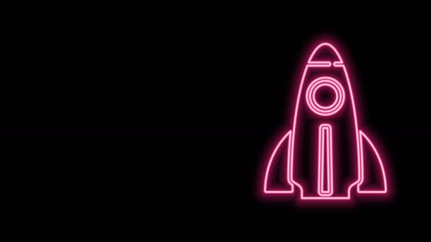 Parlayan neon hattı Business startup proje konsepti simgesi siyah arkaplanda izole edildi. Yeni iş, girişimcilik, yenilik ve teknolojinin sembolü. 4K Video hareketli grafik canlandırması - Video, Çekim