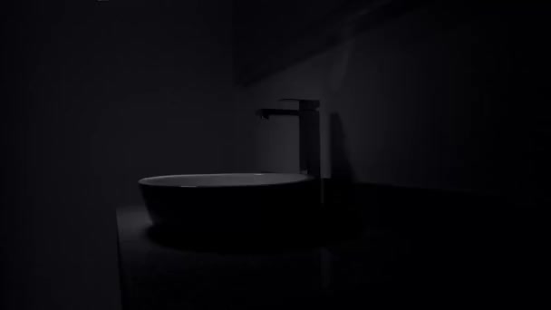 Lavabo de lujo con iluminación dinámica y elegante - Metraje, vídeo