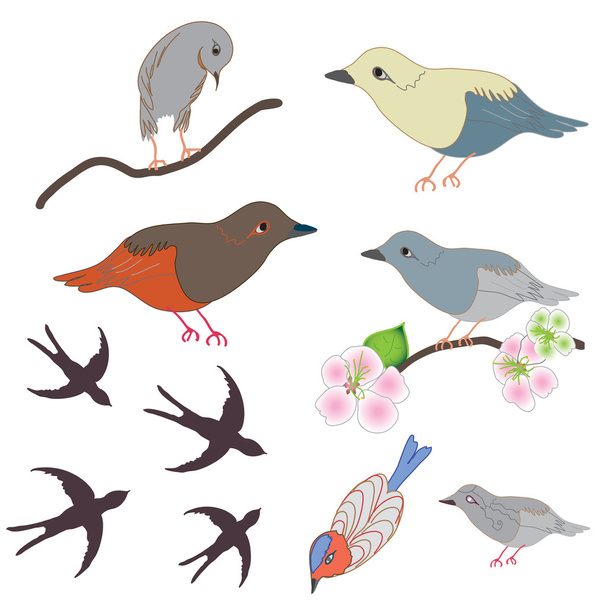 Una serie di uccelli astratti. Vettore
 - Vettoriali, immagini