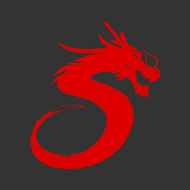 απλό κομψό κόκκινο επίπεδο συνδυασμό των 5 πέντε με το λογότυπο δράκος σχεδιασμό διάνυσμα σύμβολο Εικονογράφηση - Διάνυσμα, εικόνα