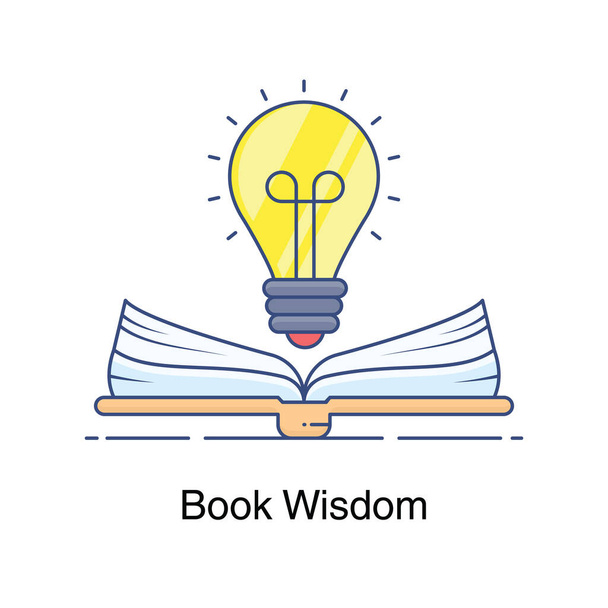 Light bulb with open book, an icon design of book wisdom - Wektor, obraz