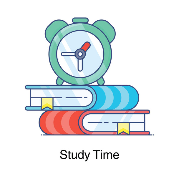Stopwatch with books, concept of study time icon - Vecteur, image