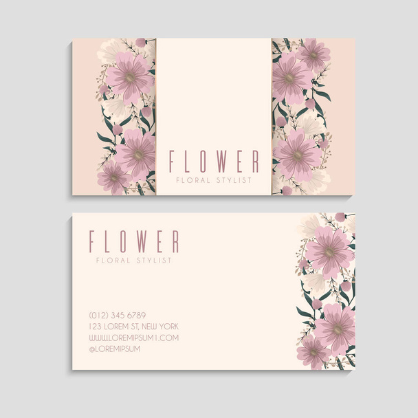Flower business cards template - Vector, Image