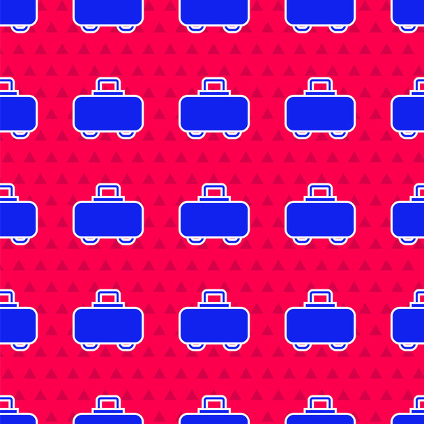 Blue Weapon case for storing and transporting weapons icon isolated seamless pattern on red background.  Vector. - Vector, Image