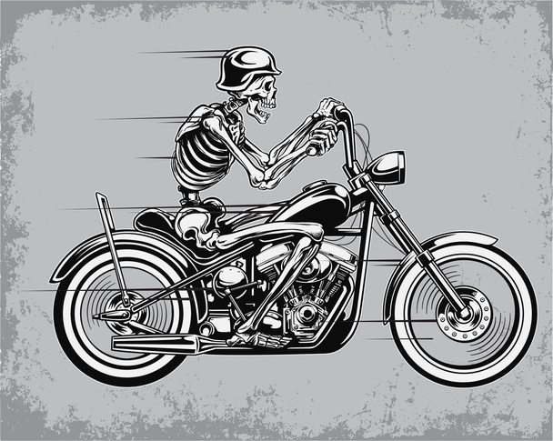 Skeleton rijden motorfiets vectorillustratie - Vector, afbeelding