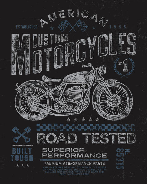 Vintage Motorcycle T-shirt Graphic - Vector, Image