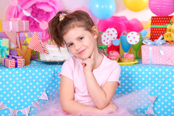 Pretty little girl celebrate her birthday - Photo, Image