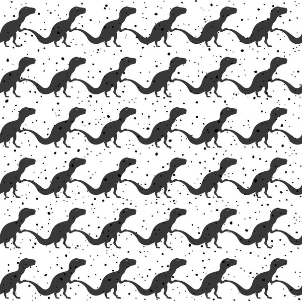 Cute Dinosaurs Vector Seamless Pattern. Silhouette striped Background - Vektör, Görsel