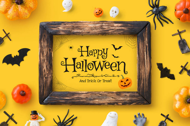 Happy Halloween decoration and frame top view. - 写真・画像