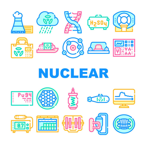 Conjunto de iconos de recolección de energía nuclear Vector - Vector, imagen