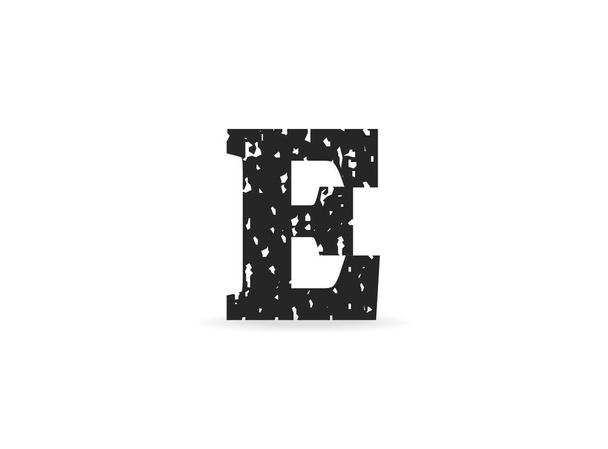 E letter grungy, grunge texture design. Rubber stamp imprint style. For logo, brand label, poster, design elements etc. Isolated vector illustration. - Vektor, Bild