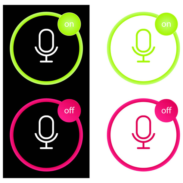 Set of vector icons on and off microphone - Wektor, obraz