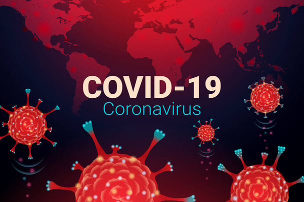 Covid-19 Coronavirus concept, Invasion of germs and viruses that are spread throughout the world, Elements of this image furnished by NASA - Vector, afbeelding