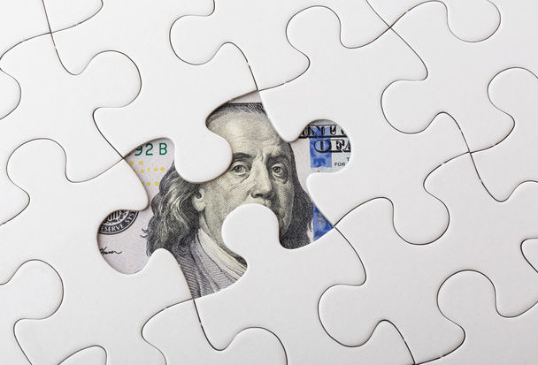 White puzzle with American dollar - Photo, Image