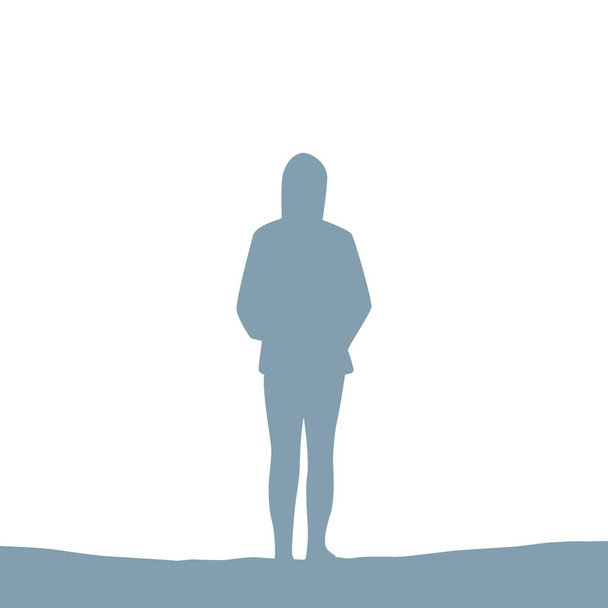 eenzaam meisje silhouet geïsoleerd op wit - Vector, afbeelding