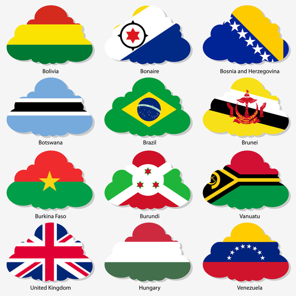 Imposta le bandiere degli Stati sovrani mondiali in forma di nuvole. Vettore il
 - Vettoriali, immagini
