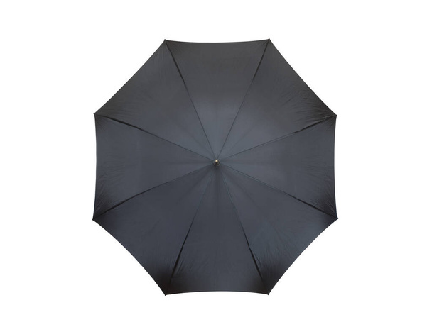 Black umbrella isolated on white background with clipping path, top view - Foto, imagen