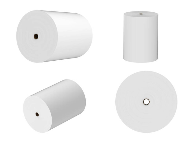 3d rendering set of white paper rolls isolated on white background - Photo, Image