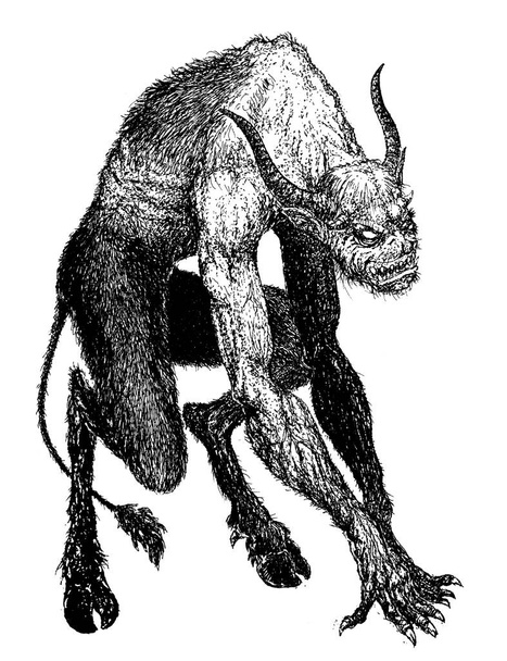  duivel duivel duivel demon schepsel met hoeven en hoorns - Foto, afbeelding