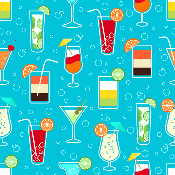 nahtloses Muster mit Alkohol-Cocktails - Vektor, Bild