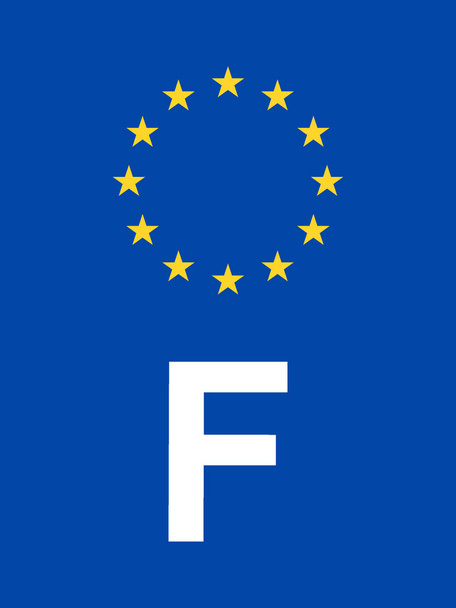 Standardowy format tablic rejestracyjnych Unii Europejskiej Międzynarodowy kodeks państwa francuskiego - Wektor, obraz