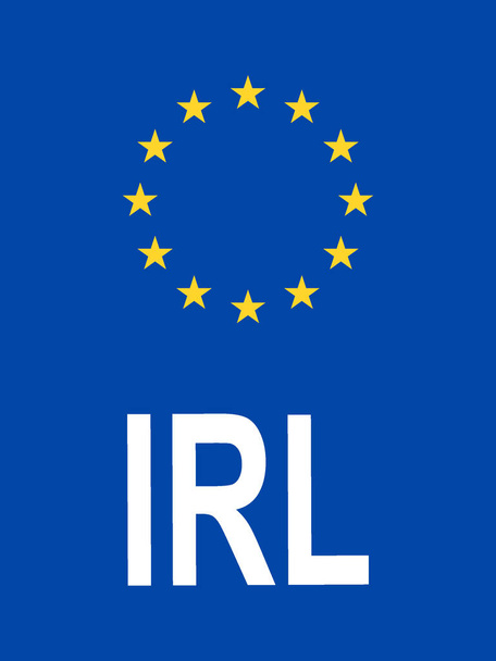Unión Europea Placa de matrícula Formato estándar Código de país internacional de Irlanda - Vector, Imagen