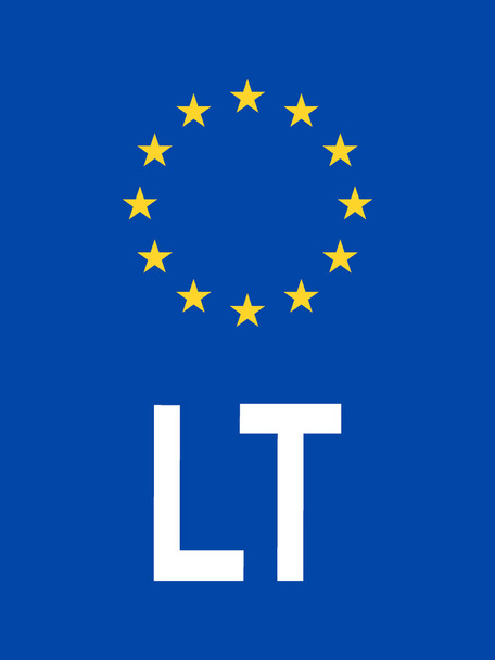 Formato standard della targa dell'Unione europea Codice internazionale della Lituania - Vettoriali, immagini
