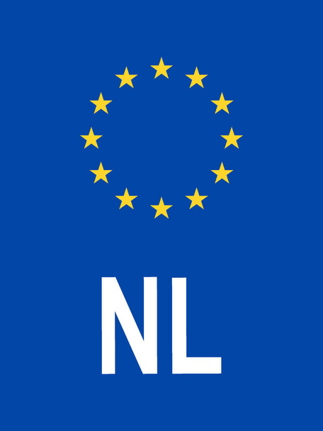 Unión Europea Placa de matrícula Formato estándar Código de país internacional de los Países Bajos - Vector, Imagen