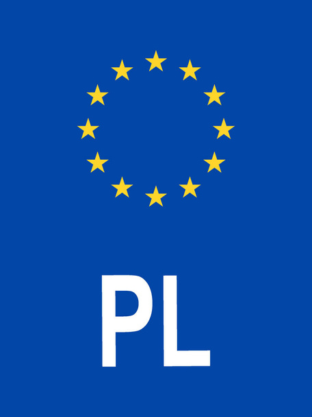 Európai Uniós Engedélytábla Standard Formátum Lengyelország Nemzetközi Országkódexe - Vektor, kép
