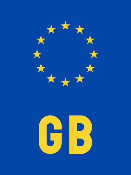 União Europeia Placa de matrícula Formato padrão Código internacional do país do Reino Unido - Vetor, Imagem