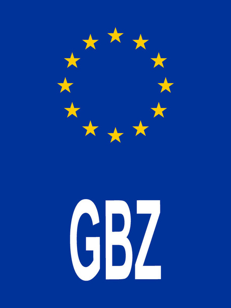 欧州連合のナンバープレート標準フォーマットジブラルタル国際カントリーコード - ベクター画像