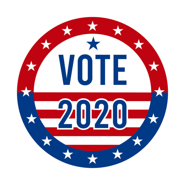 2020 Presidential Election Vote Badge - United States of America. USA Patriotic Symbol - American Flag. Democratic / Republican Support Pin, Emblem, Stamp or Button. November 3 - Vector, Image