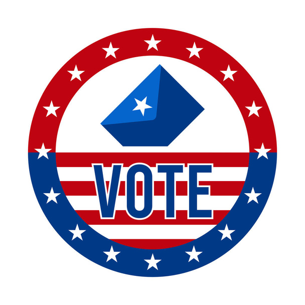 2020 Presidential Election Vote Badge - United States of America. USA Patriotic Symbol - American Flag. Democratic / Republican Support Pin, Emblem, Stamp or Button. November 3 - Vector, Image