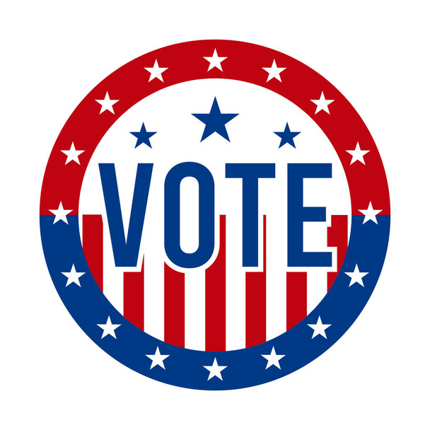 Insignia del voto presidencial 2020 - Estados Unidos de América. USA Patriotic Symbol - American Flag. Pin de apoyo democrático / republicano, emblema, sello o botón. 3 de noviembre - Vector, imagen