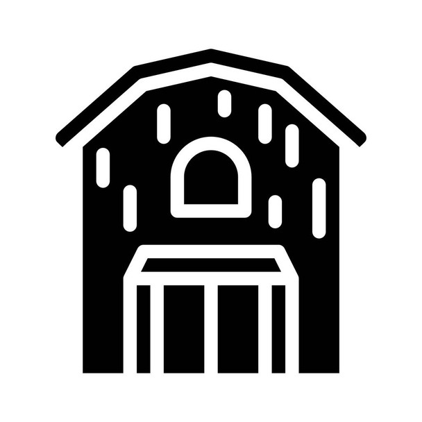 barn building glyph icon vector black illustration - Vettoriali, immagini