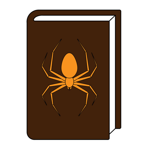Ilustração simples do livro com pentagrama Conceito para Dia das Bruxas - Vetor, Imagem
