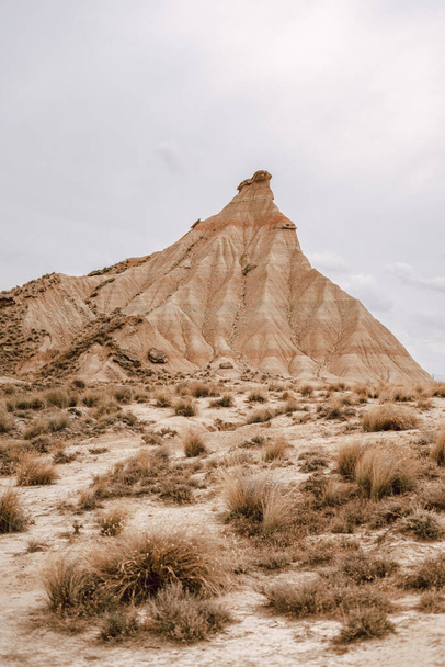 Iconic mountain on the desert of Barcenas Reales in Navarra, Spain - Fotoğraf, Görsel