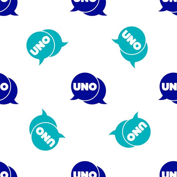 Синій значок карткової гри Uno ізольований безшовний візерунок на білому тлі. Векторні
. - Вектор, зображення